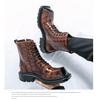 Мужские кожаные ботильоны большого размера с квадратным носком - Британский стиль, формальная и повседневная обувь с высоким верхом