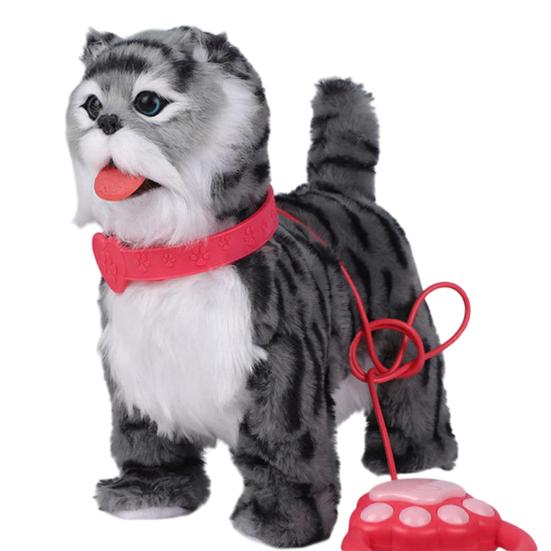 Электрическая плюшевая игрушка для питомца с движением облизывания языка, реалистичными звуками, интерактивная ходячая собака/кошка, плюшевая игрушка с поводком, обучающая интерактивная игрушка