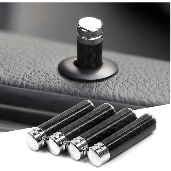 BELOMI 4 Pcs Car Door Lock Knobs, Carbon Fiber Auto Door Lock Pin Covers, Decorative Cover for Car Rod Bolt, Door Pull Pins Decor, Universal Vehicle