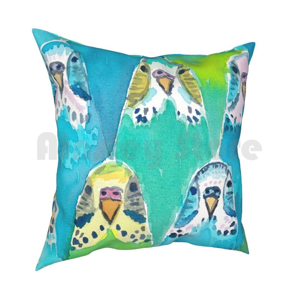 Watercolour Budgies Pillow Case Printed Home Soft Throw Pillow Parakeet Budgie Watercolor Budgie Watercolor Parakeet