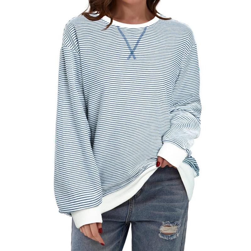 Осенне-зимняя толстовка с капюшоном, полосатым узором, круглым вырезом, длинными рукавами, футболка с цветными блоками, топ