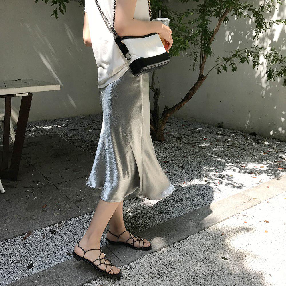 Женская глянцевая макси юбка металлических цветов