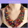 Creative Colored Wooden Bead Woven Necklace Neck Accessories For Holiday Gift