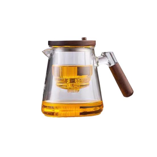 800ml Teapot Water Separation Glass Glass Teapot Wooden Handle Heat-Resistant Precise Pouring Tea Kettle Easy To Clean Tea Pot for Loose Tea Brewing