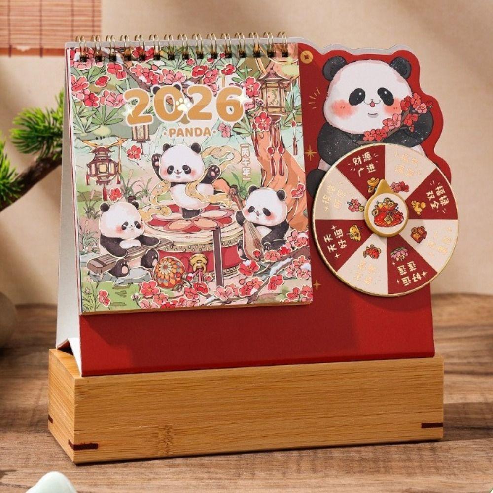 Double Coil New Year Desktop Calendar Cartoon Panda Flip Calendar Planner Calendar Home