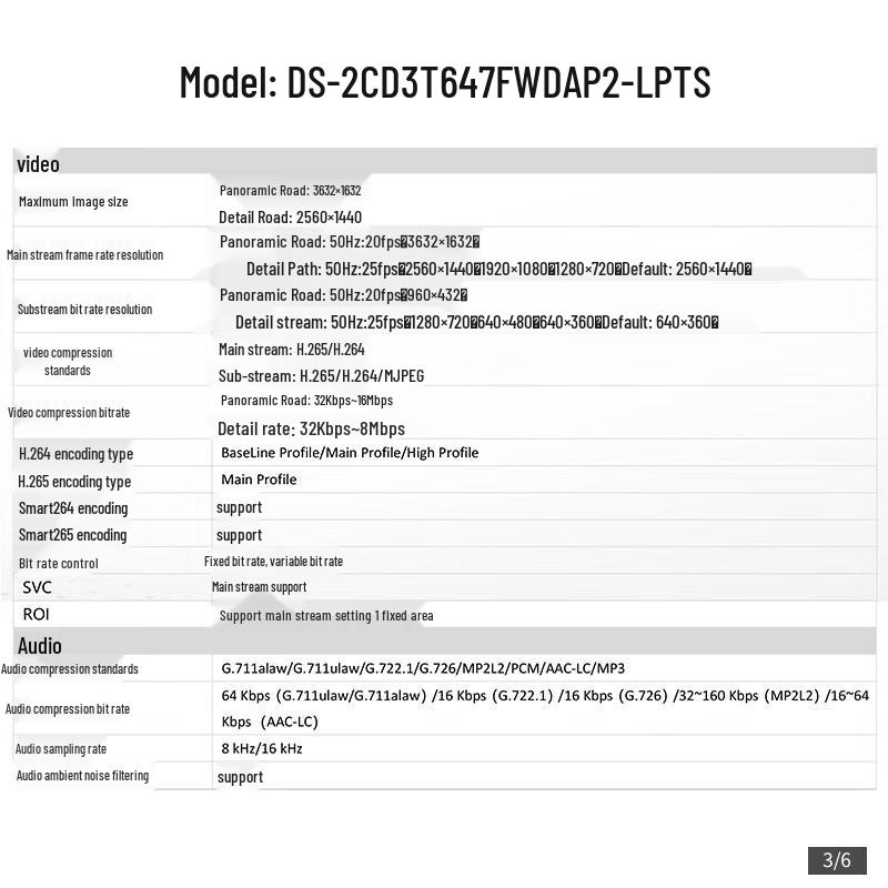 Hikvision DS-2CD3T647FWDAP2-LPTS Full-Color Dual-Light PoE Surveillance Camera CN plug (adapter included)