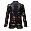 Mens Fashion Geometric Black Gold Sequin Blazers Suit Jacket