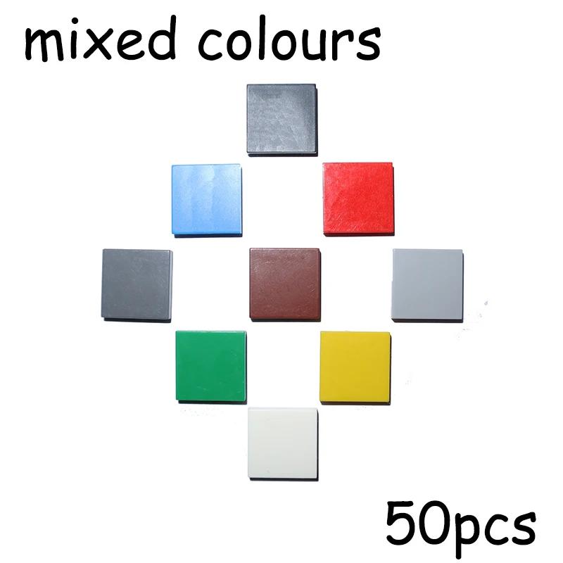 50 ШТ. Детали для сборки MOC 3068 Размер 2x2 Кирпичики Плоская плитка Гладкая 2*2 Строительные блоки DIY Образовательная Креативная игрушка для детей