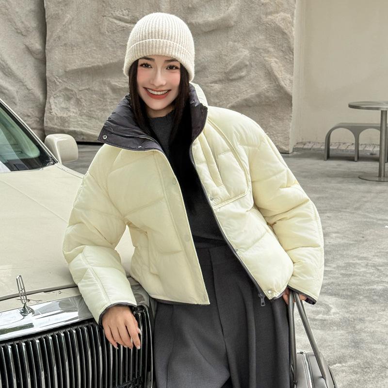 Winter fashion splicing stand-up collar down cotton-padded clothes, new small warm short bread clothes, cotton-padded jacket