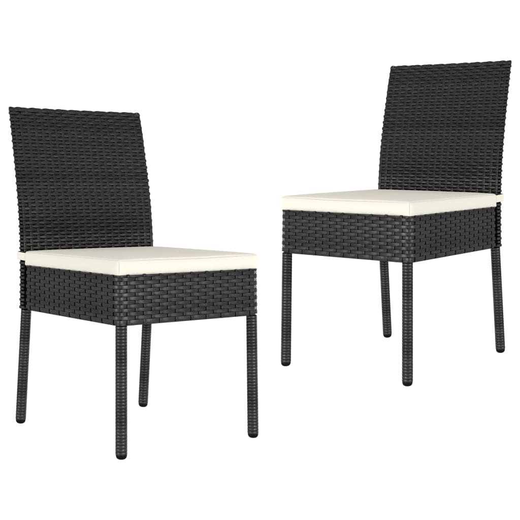 Garden Dining Chairs 2 pcs Black Poly Rattan
