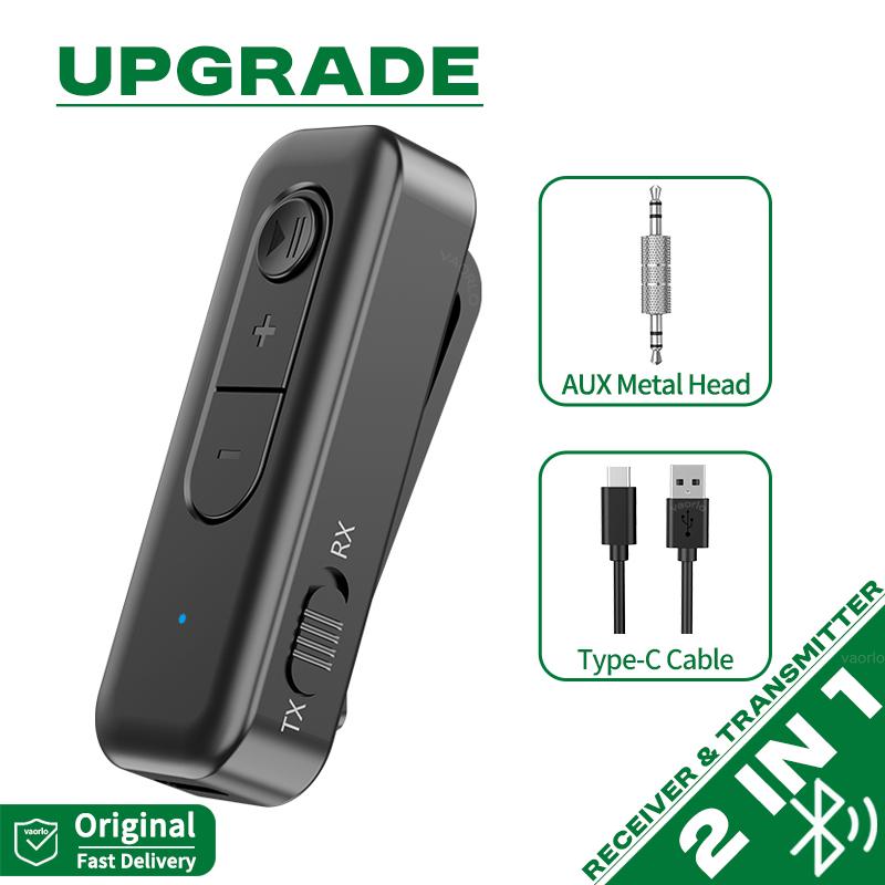 2-в-1 Bluetooth 5.3 аудио передатчик приемник 3.5MM AUX воротник-зажим с микрофоном беспроводной адаптер для автомобиля самолет ТВ ПК автомобиль