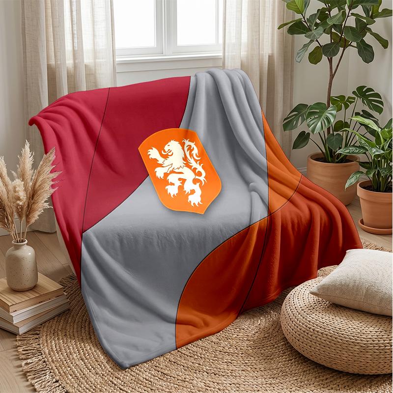 Netherlands Football Printed Flannel Blanket Skin Friendly Warm Decorative Throw for Indoor Couch Bed Daily Use