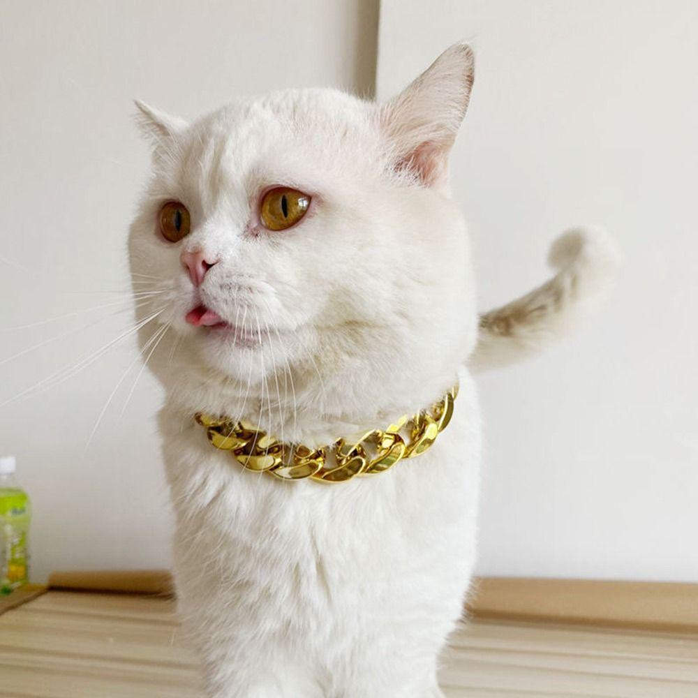Cat Dog Gold Necklace Chain Dog Collar Adjustable Pitbull Collar Gold Collars for Small Medium Dog