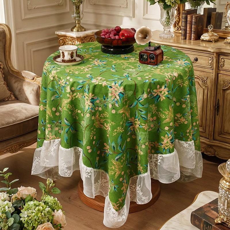 French Style Tablecloth Vintage Lace Trim Velvet Cover Home Restaurant Decor