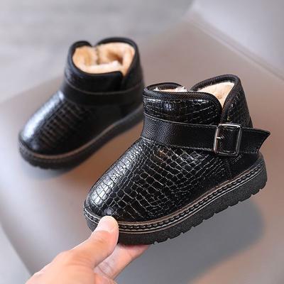 Детские зимние ботинки для девочек, хлопковые ботинки, утолщенные, флисовые, водонепроницаемые, противоскользящие