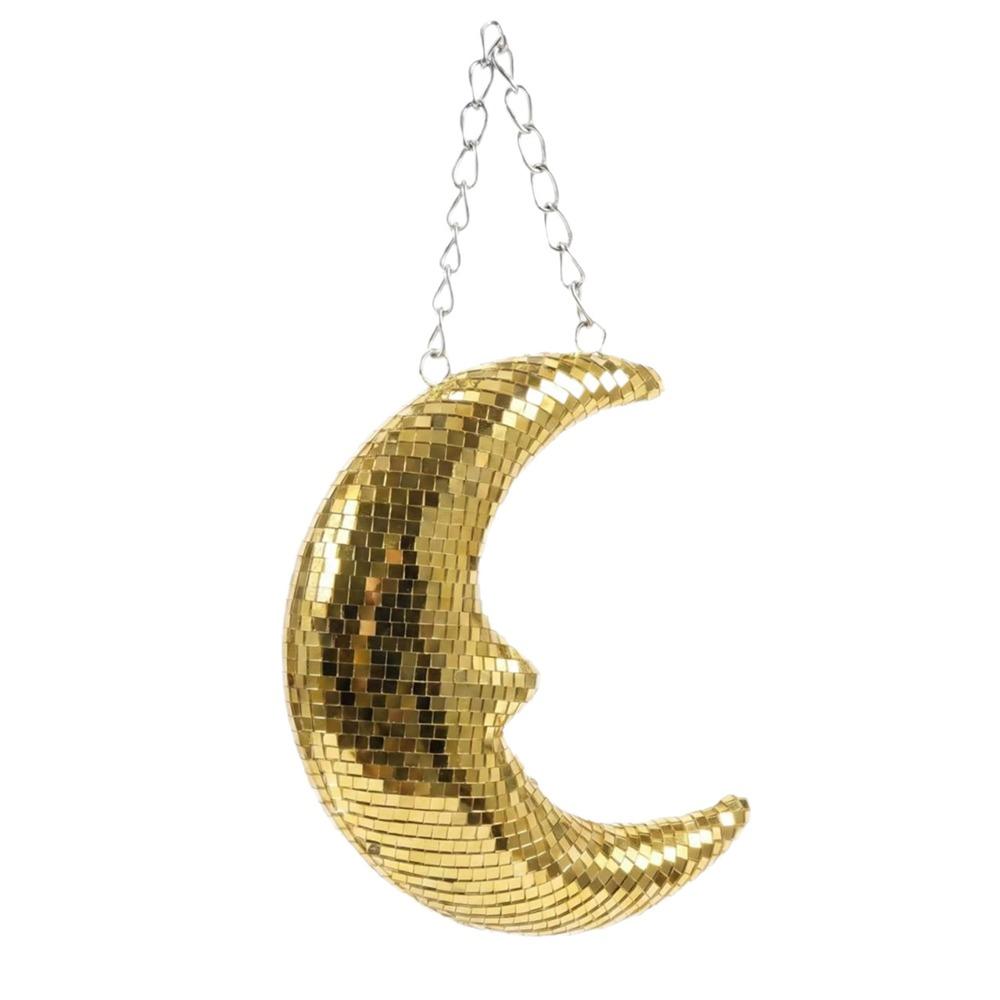 Reflective Finish Disco Moon Decoration Disco Style Party Room Decor Ornament Party Decor