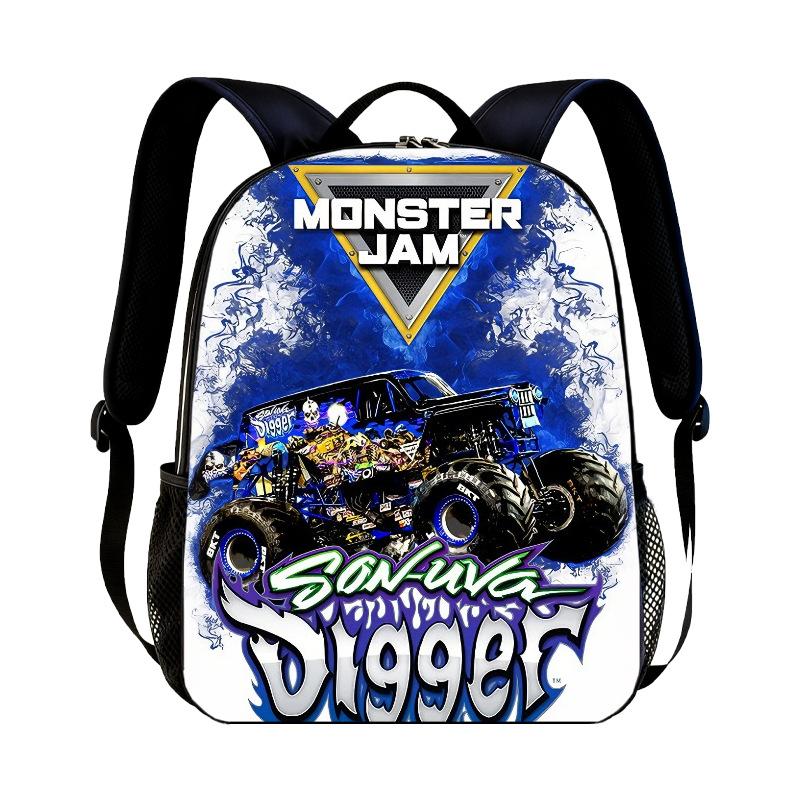 Monster Jam Monster Truck Print Backpack Kindergarten Bag Backpack D