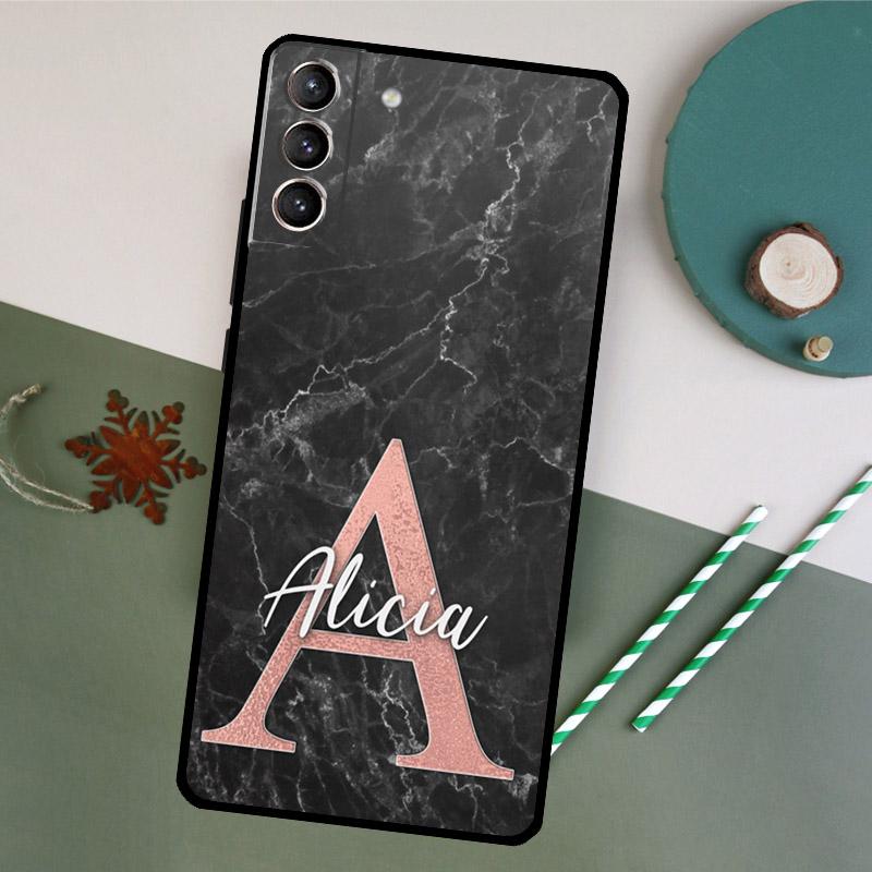 PERSONALISED INITIALS MARBLE Case For Samsung Galaxy S23 Ultra S8 S9 S10 S22 Plus Note 10 20 Ultra S20 FE S21 FE Cover