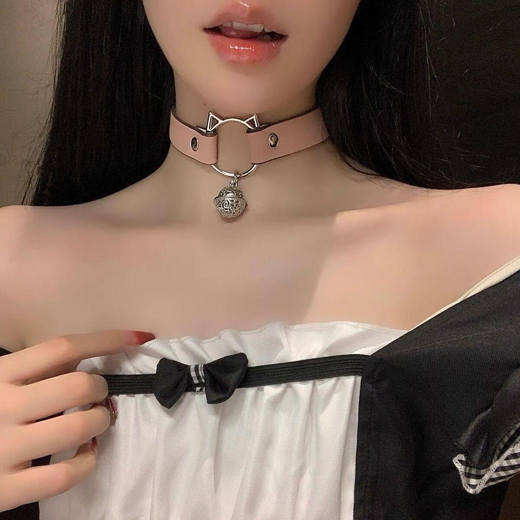 Chic Spicy Girl Leather Bell Choker Necklace – Unique Minority Design