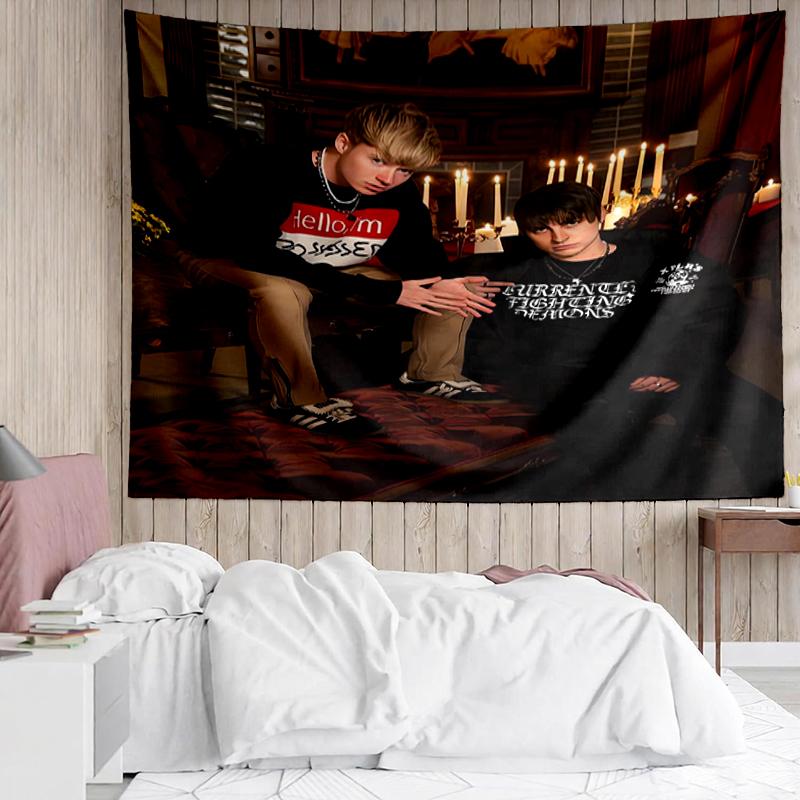 Sam-and-Colby Print Tapestry, Backdrop, Easy Setup, Ideal for Bedroom, Office & Living Room, with Aesthetic Wall Hanging Decor.