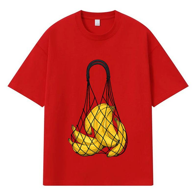 2026 Графическая футболка с принтом банана Y2k Харадзюку Уличная одежда 100% хлопок Повседневная футболка оверсайз летняя мужская футболка