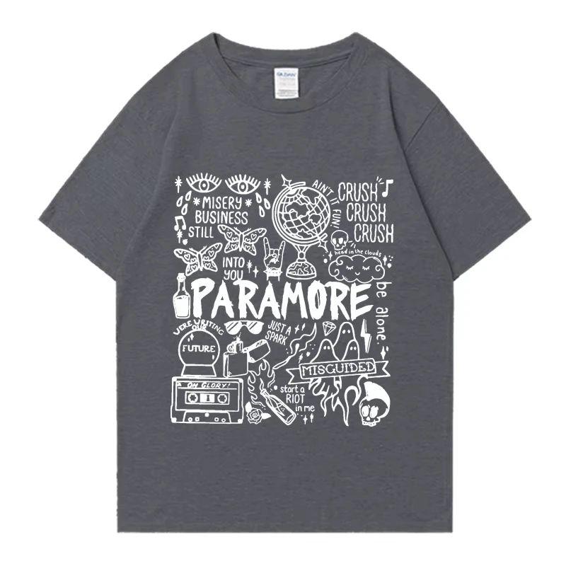 Punk Vintage Short Sleeve Rock Band Paramore Vintage Album Tshirt Print Tops Streetwear Oversized Loose Casual Tees Unisex