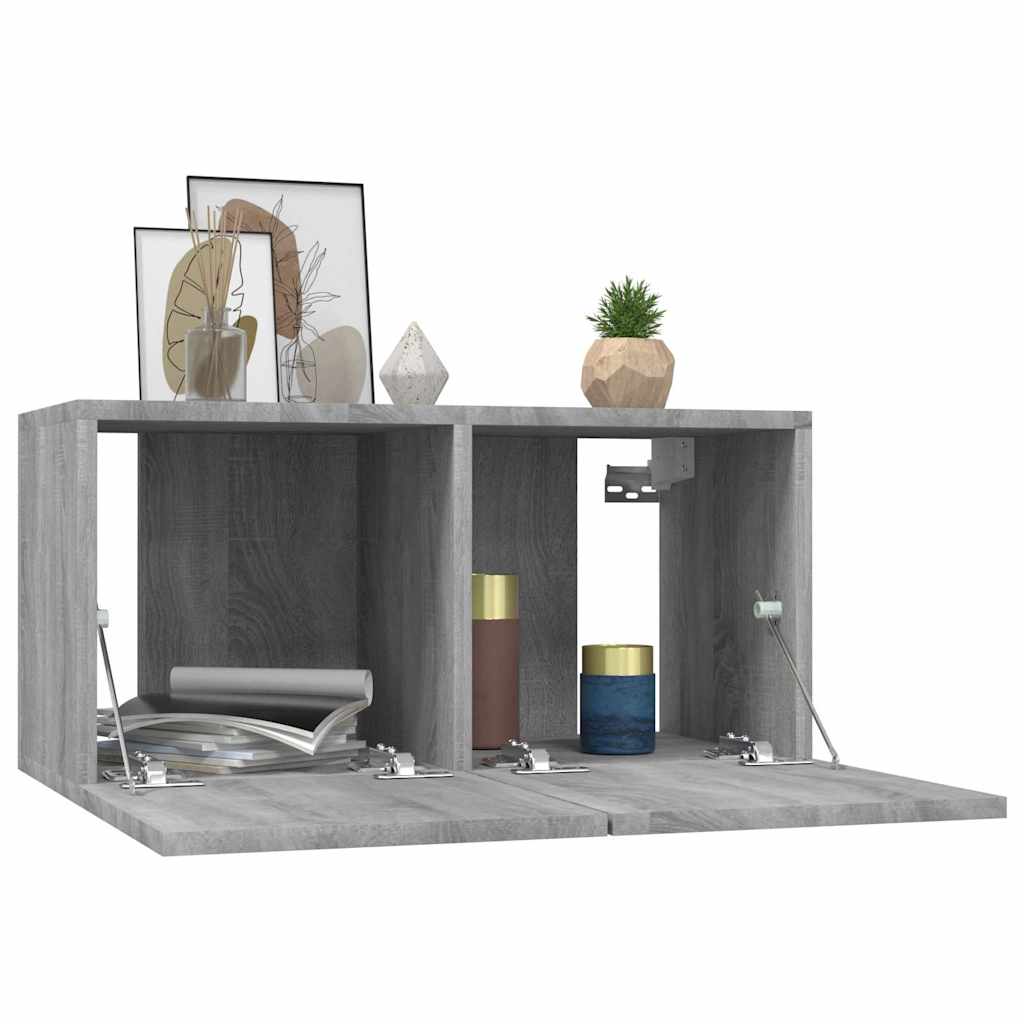 Vidaxl Wisząca Szafka Pod Tv, Szary Dąb Sonoma, 60X30X30 Cm