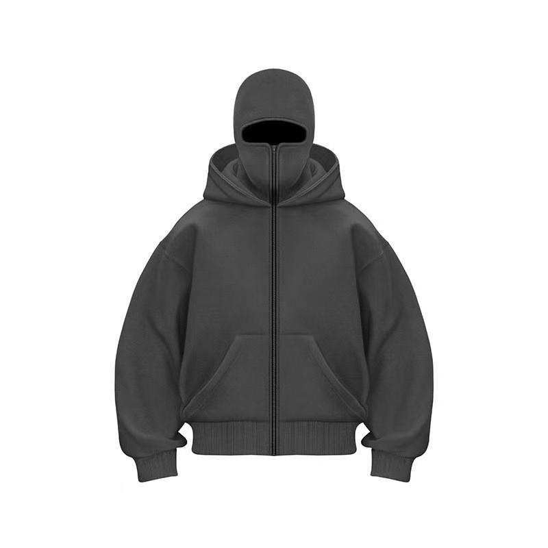 Womens Zip Up Hooded Sweatshirt Double Layer Hood Fleece Lined Loose Fit Casual Streetwear