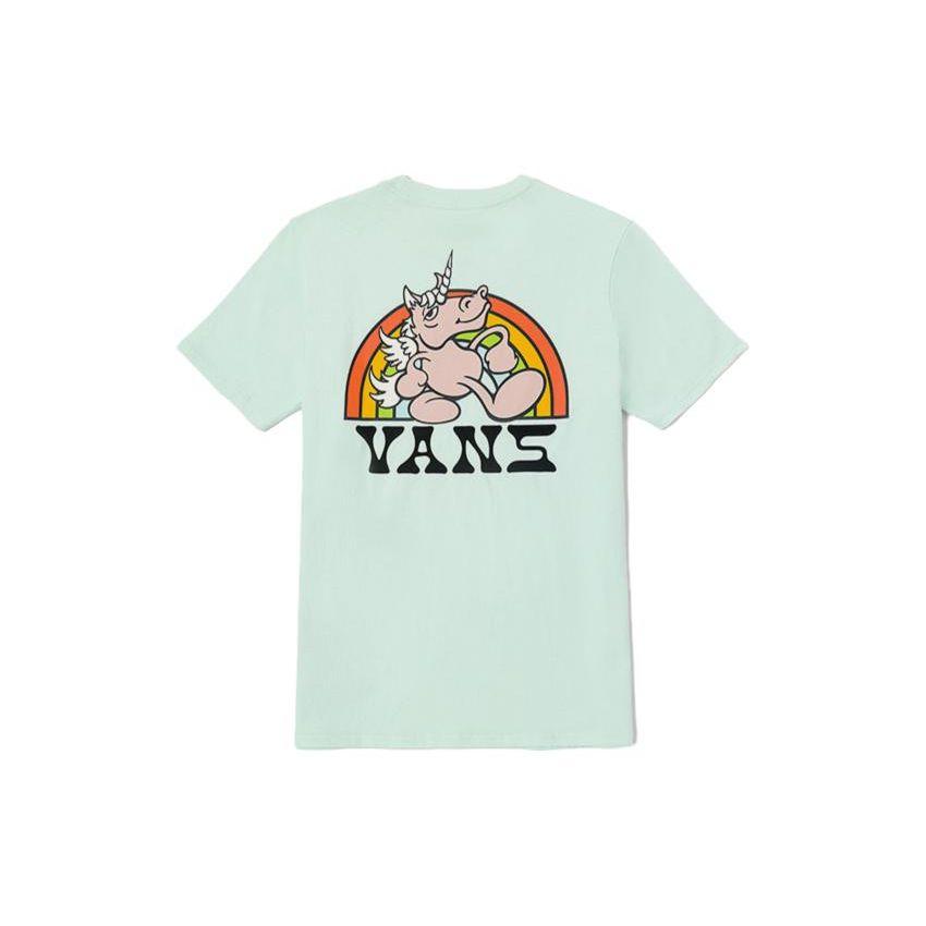Vans Футболка с круглым вырезом и коротким рукавом с принтом радужного единорога, женские топы, светло-зеленый цвет VN0008ZNBQC