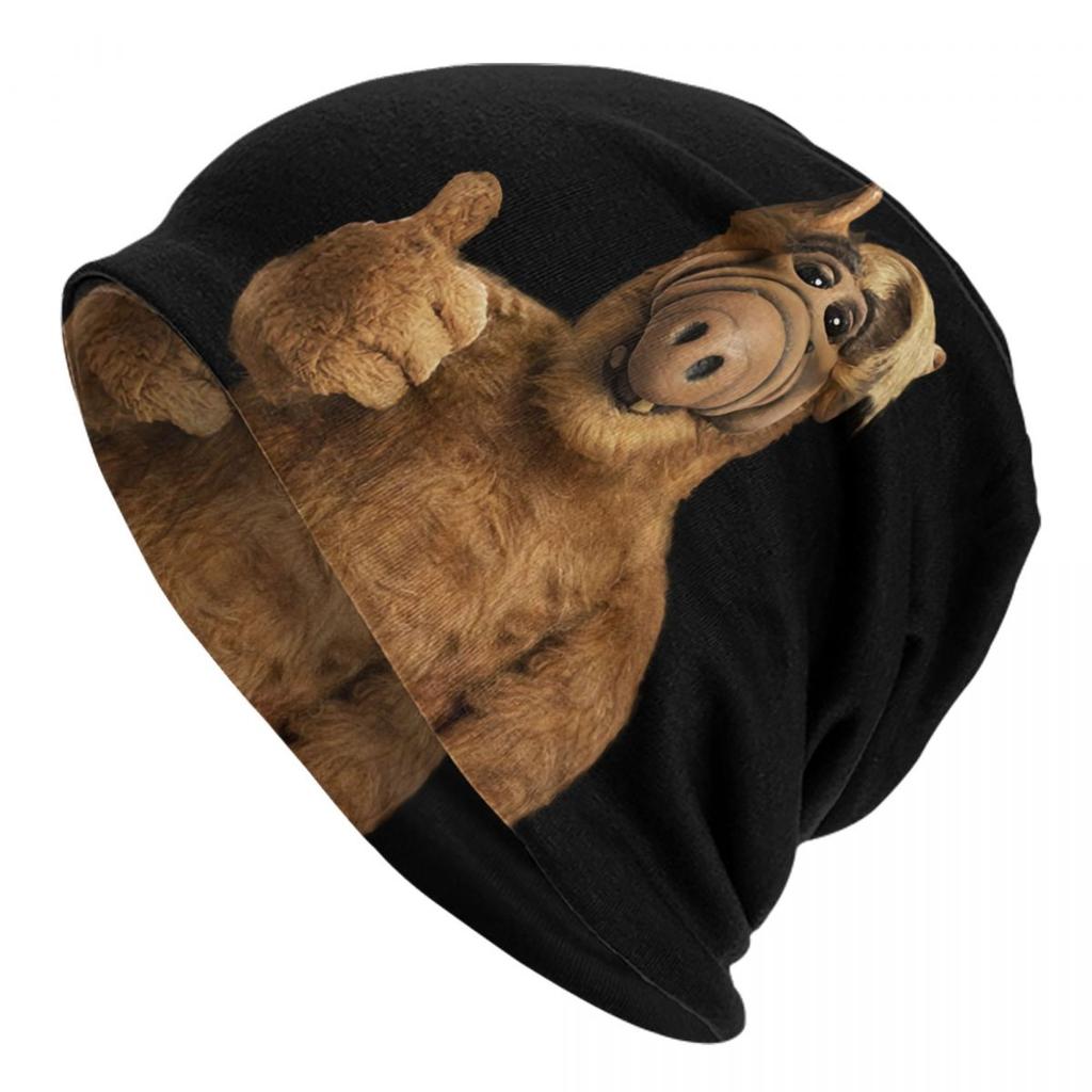 Шапка-бини «Альф с цветком», унисекс, зимняя теплая шапка, женские вязаные шапки, уличные лыжные шапки с изображением чужого существа, шапки-бини Skullies, шапки