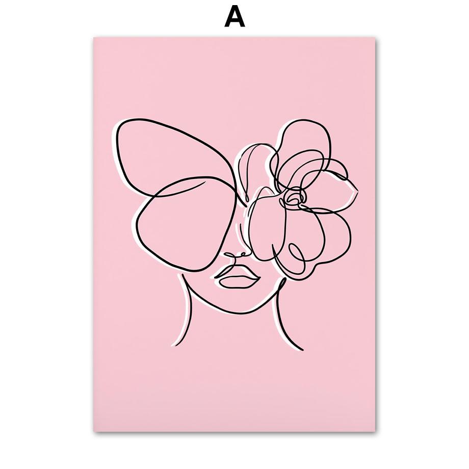 Pink Abstract Girl Flower Butterfly Good Energy Quote Wall Art Canvas Painting Posters And Prints Pictures For Living Room Decor