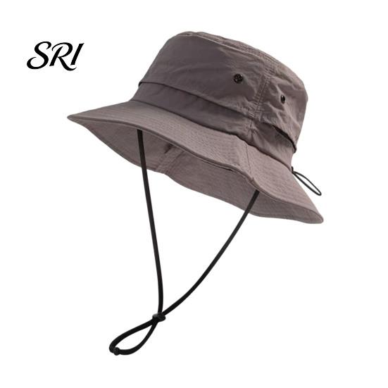 Camping Bucket Hat Foldable Quick-Dry Breathable Mesh Fisherman with Wide Brim Adjustable Windproof Rope Sun Protection Summer