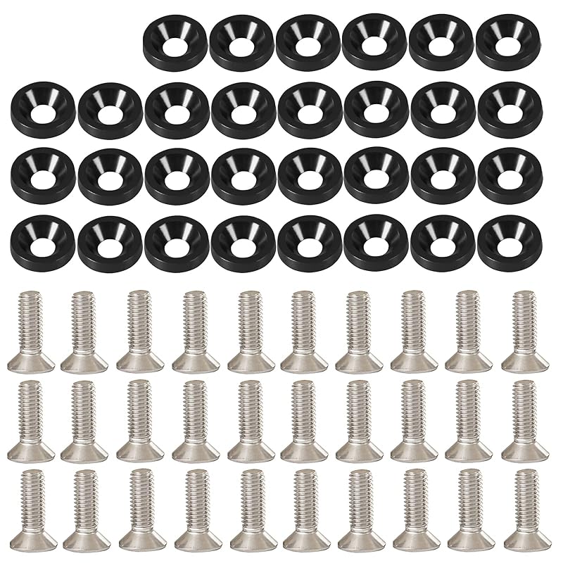 YESHMA 30 Pcs Bumper Fender Washers M6X20Mm With Bolts, Engine Bay Dress Up Fastener Kit Aluminum For Headlights Trunk License Plate Frame (Blue)