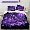 3pcs Custom Name Purple Magic Hat Bedding Set Printed Bedding Set Duvet Cover Closure Includes 1 Duvet Cover & 2 Pillowcases Bedroom Decor