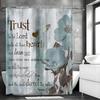 Синяя Цветочная Бабочка Деревянная Панель Цитата из Библии Занавеска для душа, Декоративная занавеска для душа для ванной комнаты, Водонепроницаемая занавеска для душа с