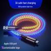 6A RGB цветной PD сверхбыстрый кабель для зарядки Type-C 3-в-1