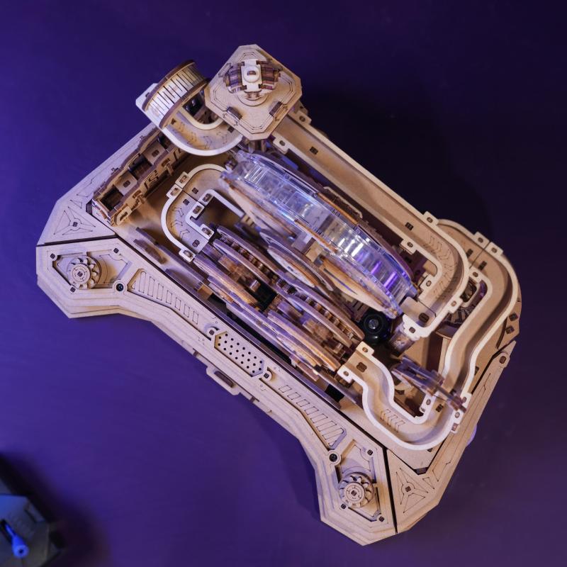 Robotime Rokr Wooden Puzzles 3D Gear Ball Challenge Machine Mechanical Model DIY Pinball Game Model Kits for Adult Teens EGC01