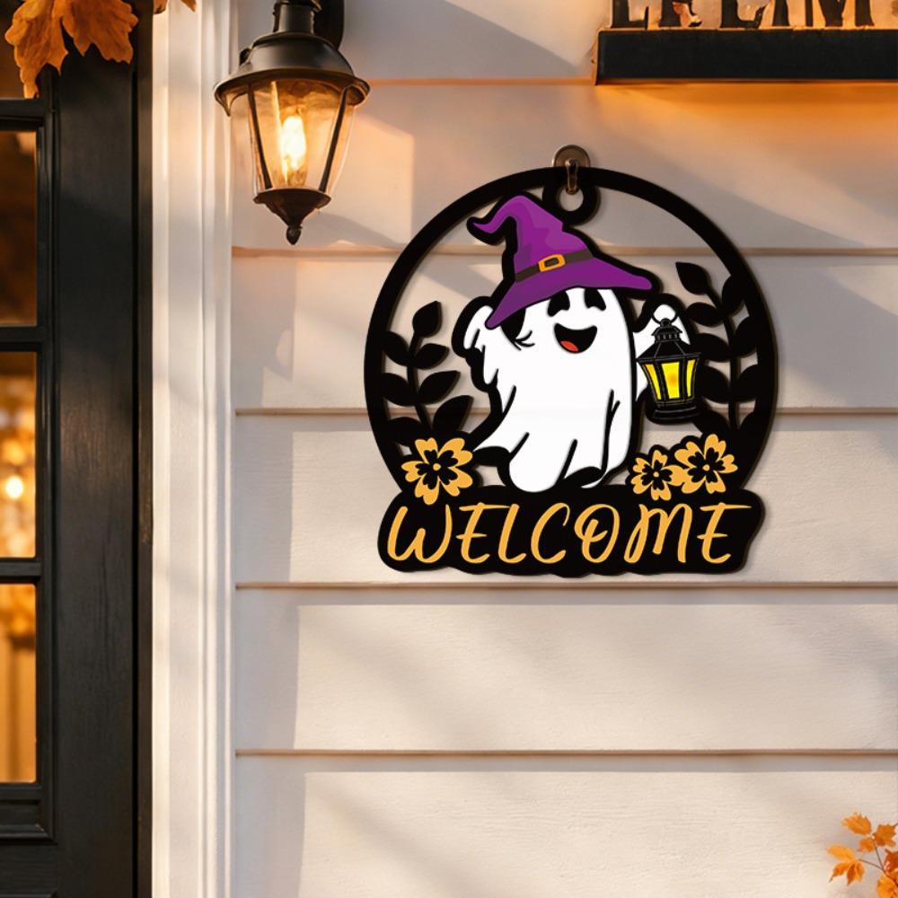 Hollow Out Halloween Ghost Door Hanger Cartoon Halloween Front Door Decor Holiday Party