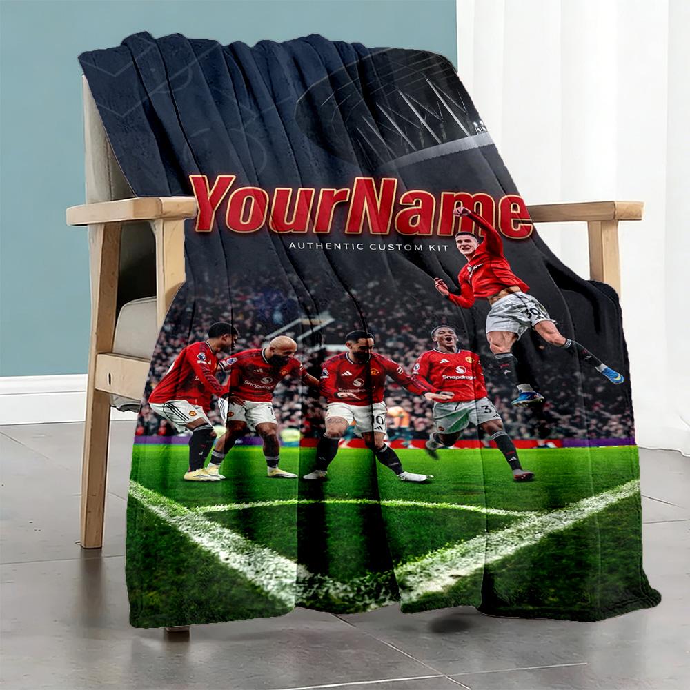 Manchester Customize Your Name Blanket Throw Customizable Blanket Soft Warm Cozy Suitable for Bedding Office Chair Nap Livingroom for All Occasions