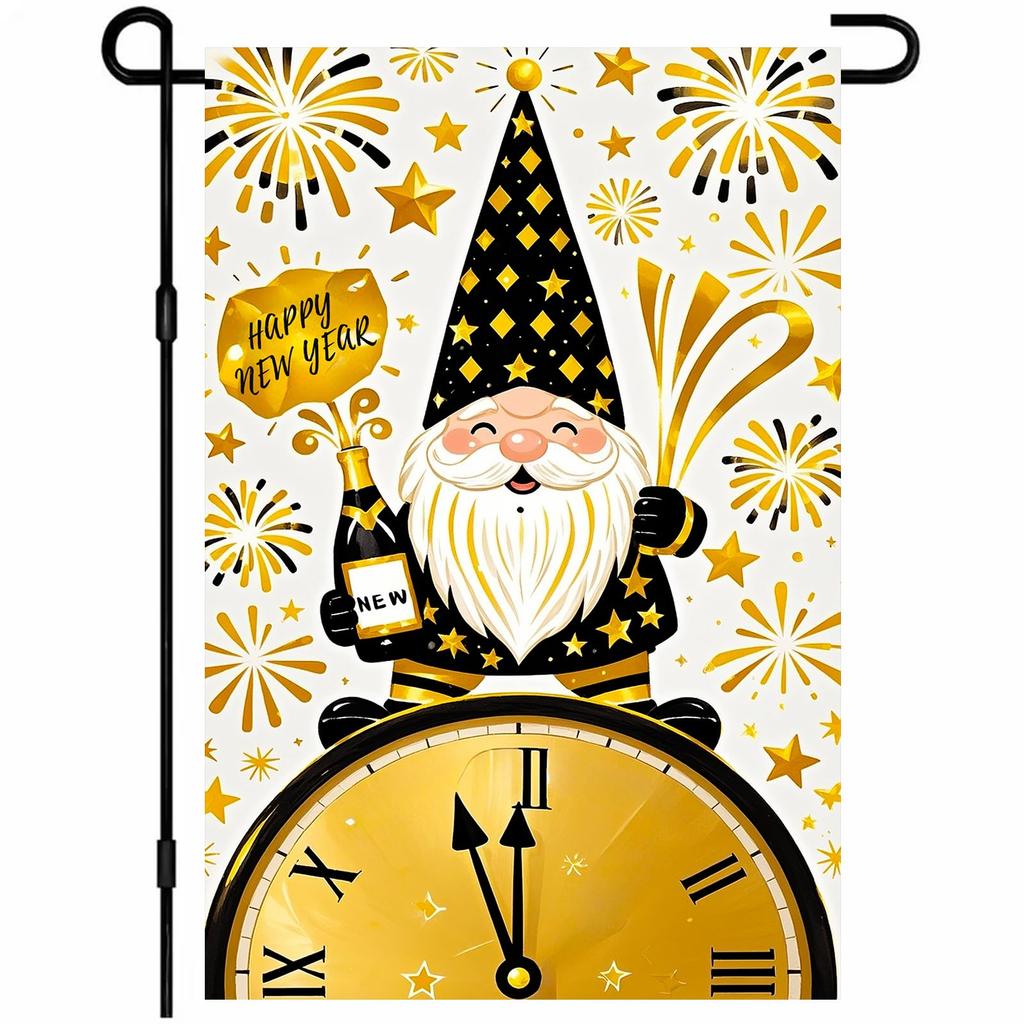 New Year's Decoration Of Garden Atmosphere With Garden Flags