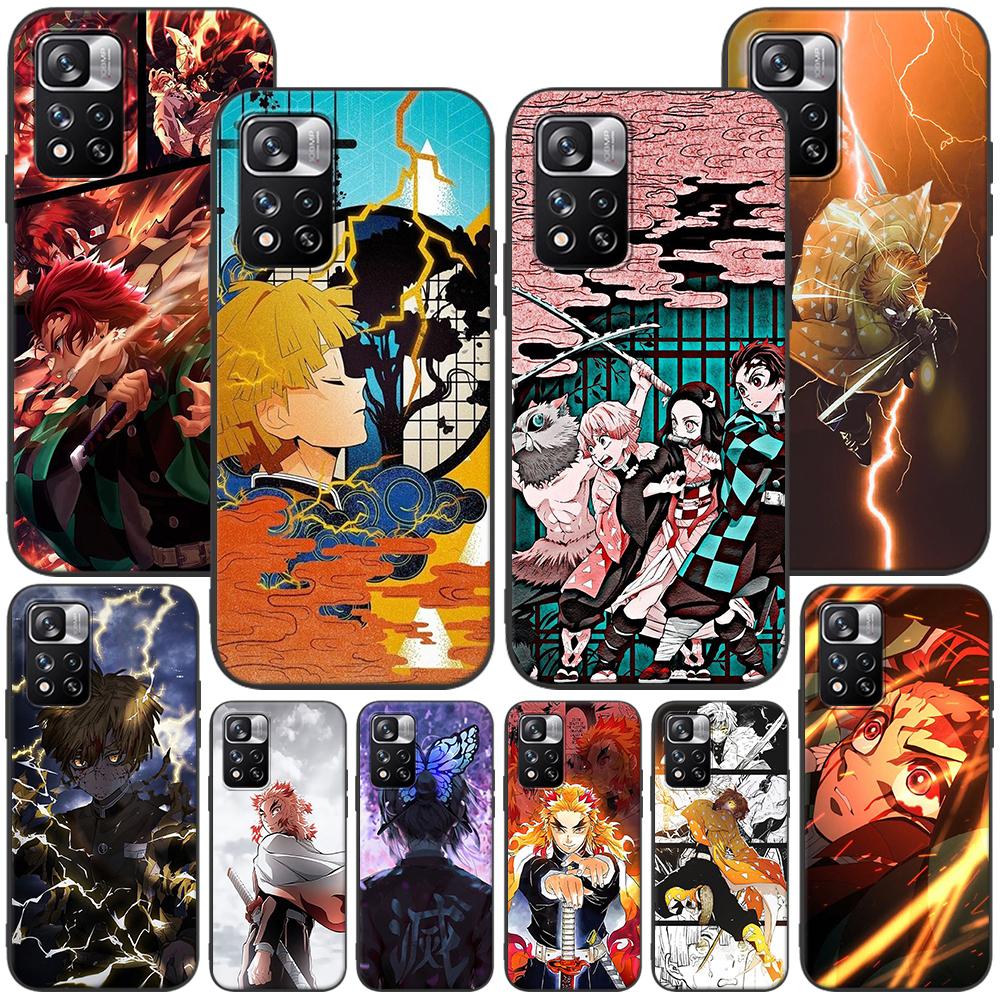 Чехол Demon Slayer для Xiaomi Redmi Note 9S 9 11 10 8 Pro 9C 9 K40 9A 7 8T 7A 9T Мягкий силиконовый чехол Аниме Черная крышка телефона Падение