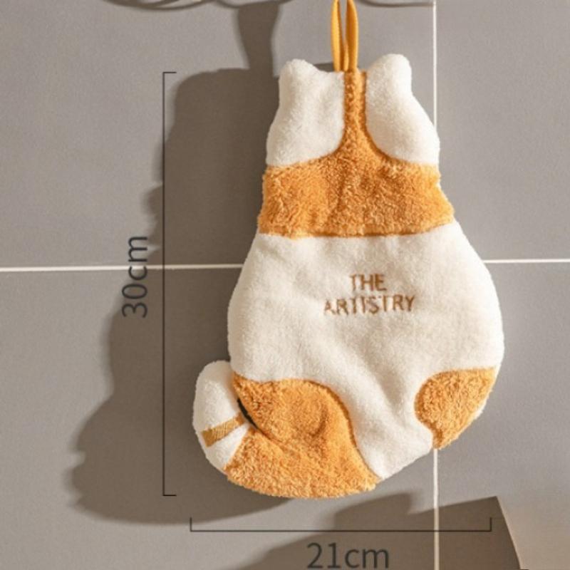 1pc Cute Cat Hanging Towel Kitchen Hand Towel Bathroom Soft Absorbent Cartoon Towel Quick Dry Decorative