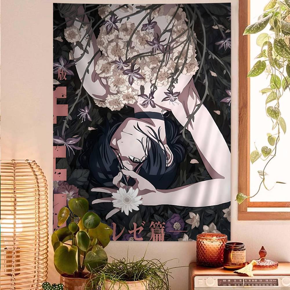 Anime Chainsaw Man Reze Arc Cartoon Tapestry Wall Hanging Decoration Household Home Decor