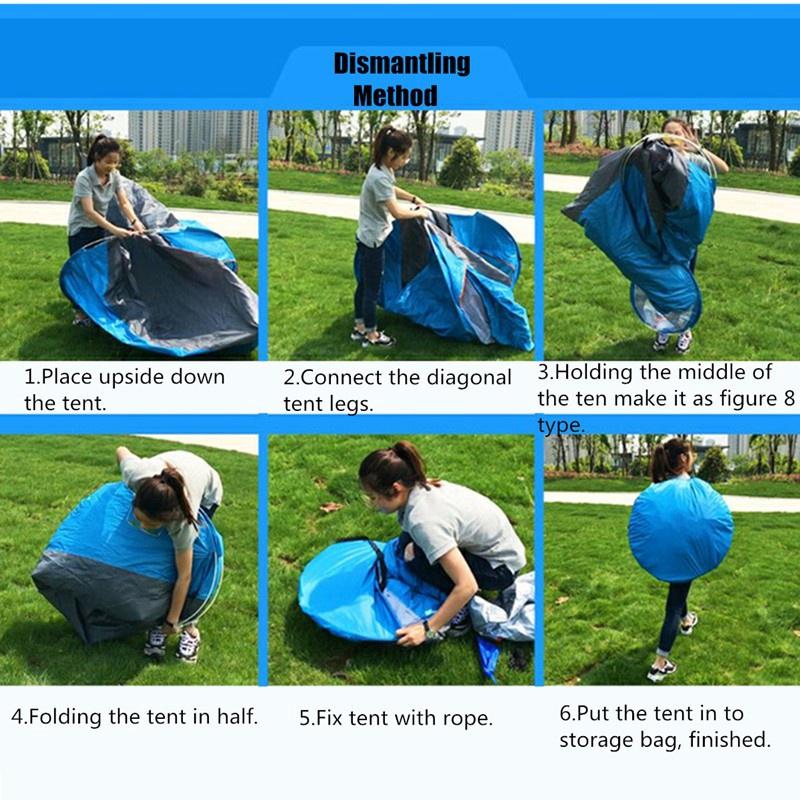 Hiking Camping Beach Travel Instant Pop Up Anti Sunsher Tent Waterproof Outdoor Foldable Tent 200 X 150 X 110cm