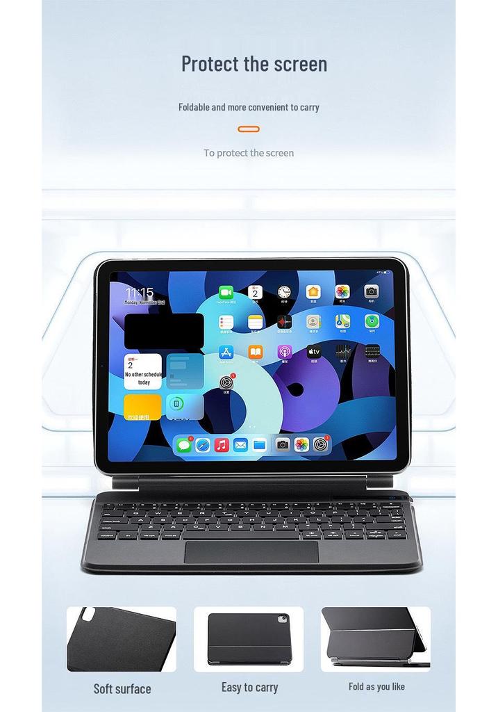 Магнитная подвесная клавиатура Magic Keyboard для iPad Air 11-го поколения и Pro 13 - С подсветкой, с чехлом Sleep Air 5