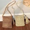 Small Straw Crossbody Bag Women's Woven Rattan Shoulder Bag Beach Shoulder Bag With Tassels