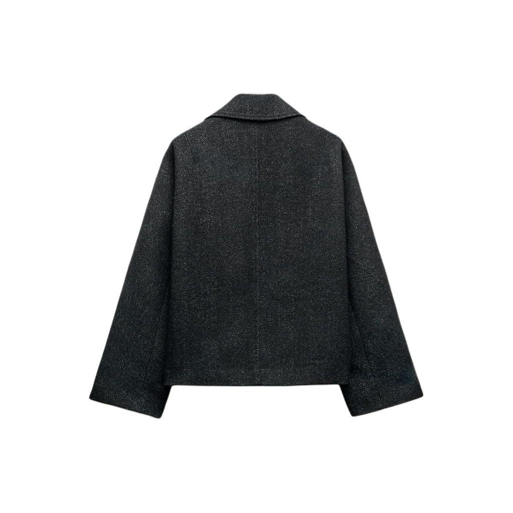 Zara Однотонная куртка с длинным рукавом на молнии, женские куртки, серая 2143866-802