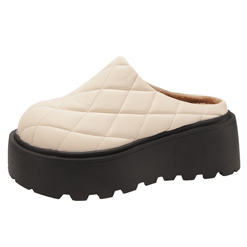 Черные тапочки-мешки на толстой подошве для верхней женской одежды 2025 года, новые зимние бархатные теплые туфли с одной педалью