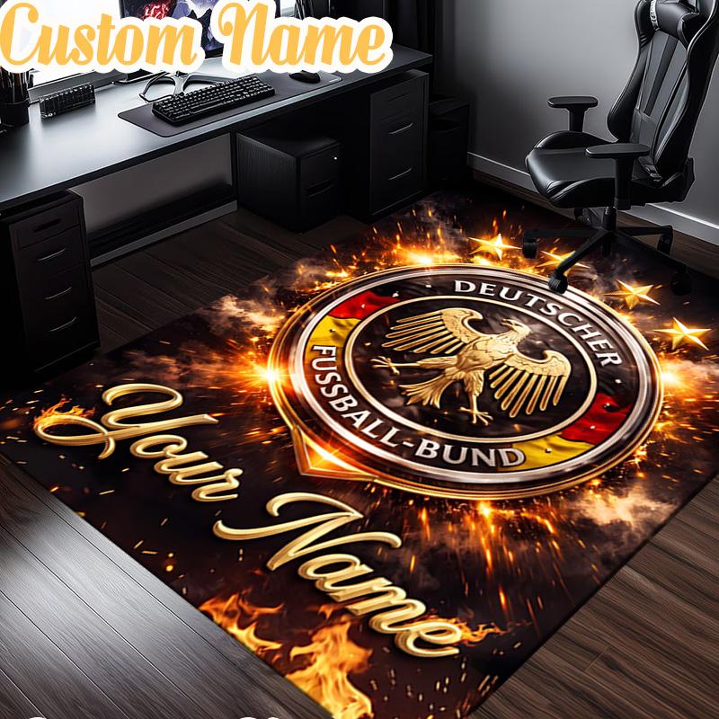 Custom Name German Football Stars Rug, Office Rug, Chair Rug, Carpet for Living Rooms, Doormat Game Rug Home Decor Christmas Gifts