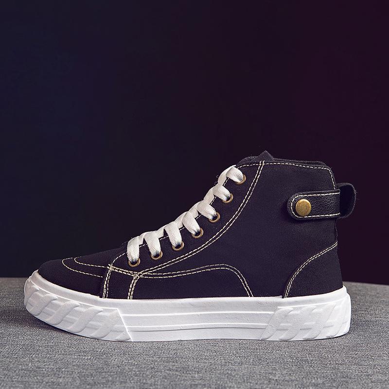 Women Canvas Shoes High Top Flat Shoes for Woman Black Sneakers Vulcanize Shoes Canvas Sneakers Platform Casual Skateboard Shoe